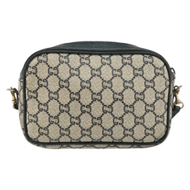 GUCCI GG Plus Supreme Shoulder Bag PVC Navy Gold Auth 146819 - 0