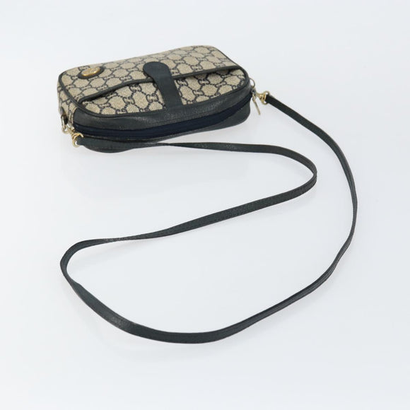 GUCCI GG Plus Supreme Shoulder Bag PVC Navy Gold Auth 146819