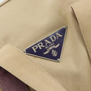 PRADA Hand Bag Canvas Beige Silver Auth 146820-18