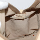 PRADA Hand Bag Canvas Beige Silver Auth 146820-21