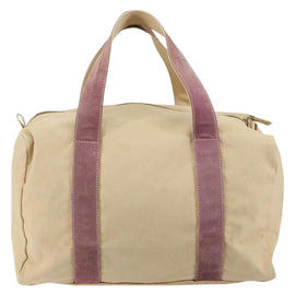 PRADA Hand Bag Canvas Beige Silver Auth 146820 - 0