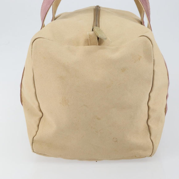 PRADA Hand Bag Canvas Beige Silver Auth 146820