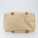 PRADA Hand Bag Canvas Beige Silver Auth 146820-5