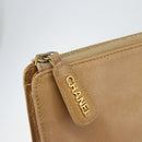 CHANEL COCO Mark Document case Clutch Bag Caviar Skin Beige Gold CC Auth 146822-13