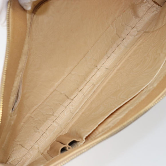 CHANEL COCO Mark Document case Clutch Bag Caviar Skin Beige Gold CC Auth 146822