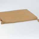 CHANEL COCO Mark Document case Clutch Bag Caviar Skin Beige Gold CC Auth 146822-6