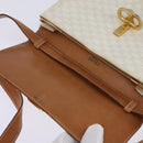CELINE Macadam Canvas Shoulder Bag PVC Leather White Gold Auth 146823-10