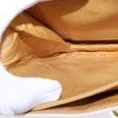 CELINE Macadam Canvas Shoulder Bag PVC Leather White Gold Auth 146823-21