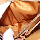 CELINE Macadam Canvas Shoulder Bag PVC Leather White Gold Auth 146823-24