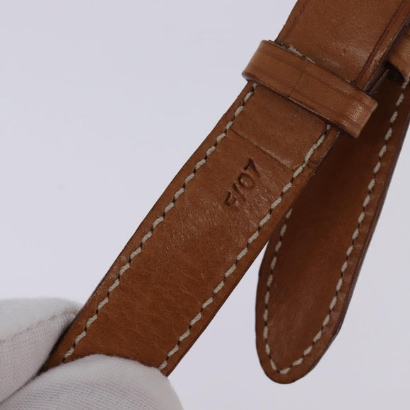 CELINE Macadam Canvas Shoulder Bag PVC Leather White Gold Auth 146823