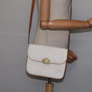 CELINE Macadam Canvas Shoulder Bag PVC Leather White Gold Auth 146823-25
