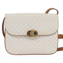 CELINE Macadam Canvas Shoulder Bag PVC Leather White Gold Auth 146823-13