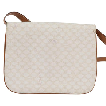 CELINE Macadam Canvas Shoulder Bag PVC Leather White Gold Auth 146823 - 0
