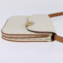 CELINE Macadam Canvas Shoulder Bag PVC Leather White Gold Auth 146823-4