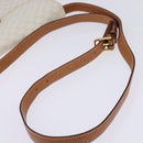 CELINE Macadam Canvas Shoulder Bag PVC Leather White Gold Auth 146823-7