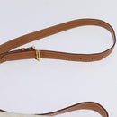 CELINE Macadam Canvas Shoulder Bag PVC Leather White Gold Auth 146823-14