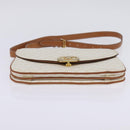 CELINE Macadam Canvas Shoulder Bag PVC Leather White Gold Auth 146823-5