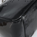 CHANEL Triple Coco Chain Tote Bag Patent leather Black Silver CC Auth 146826-13