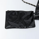 CHANEL Triple Coco Chain Tote Bag Patent leather Black Silver CC Auth 146826-18