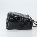 CHANEL Triple Coco Chain Tote Bag Patent leather Black Silver CC Auth 146826-3