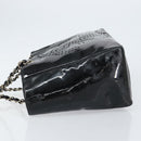 CHANEL Triple Coco Chain Tote Bag Patent leather Black Silver CC Auth 146826-4