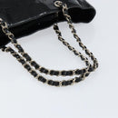CHANEL Triple Coco Chain Tote Bag Patent leather Black Silver CC Auth 146826-7