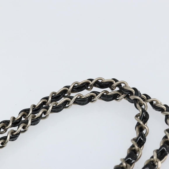 CHANEL Triple Coco Chain Tote Bag Patent leather Black Silver CC Auth 146826