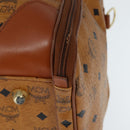 MCM Logogram Vicetos Boston Bag PVC Brown Gold Auth 146828-15