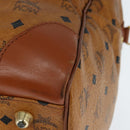 MCM Logogram Vicetos Boston Bag PVC Brown Gold Auth 146828-16