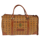 MCM Logogram Vicetos Boston Bag PVC Brown Gold Auth 146828-13