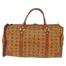 MCM Logogram Vicetos Boston Bag PVC Brown Gold Auth 146828-2