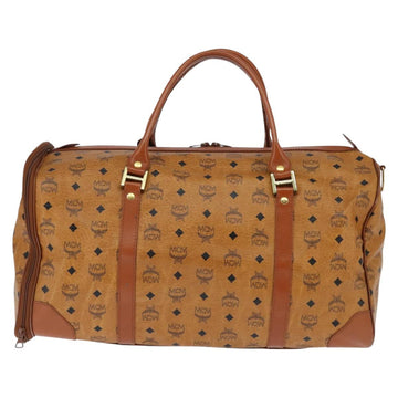 MCM Logogram Vicetos Boston Bag PVC Brown Gold Auth 146828 - 0