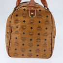 MCM Logogram Vicetos Boston Bag PVC Brown Gold Auth 146828-3
