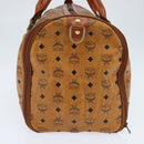 MCM Logogram Vicetos Boston Bag PVC Brown Gold Auth 146828-4