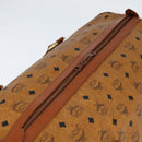MCM Logogram Vicetos Boston Bag PVC Brown Gold Auth 146828-6