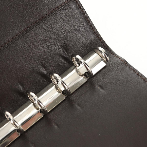 Christian Dior Trotter Canvas Day Planner Cover Dark Brown Silver Auth 146832V