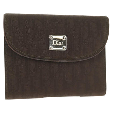 Christian Dior Trotter Canvas Day Planner Cover Dark Brown Silver Auth 146832V