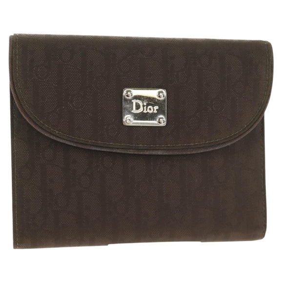 Christian Dior Trotter Canvas Day Planner Cover Dark Brown Silver Auth 146832V