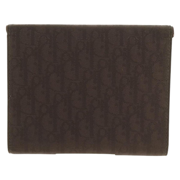 Christian Dior Trotter Canvas Day Planner Cover Dark Brown Silver Auth 146832V