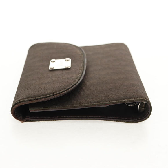 Christian Dior Trotter Canvas Day Planner Cover Dark Brown Silver Auth 146832V