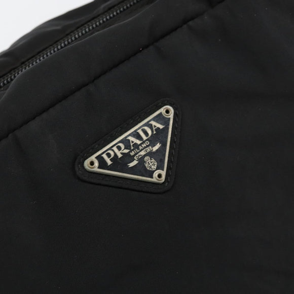 PRADA Hand Bag Nylon Black Silver Auth 146833