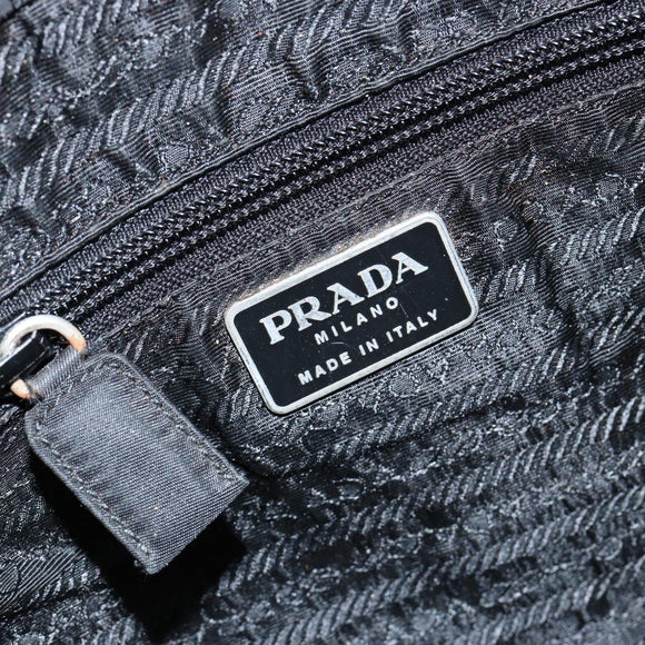 PRADA Hand Bag Nylon Black Silver Auth 146833