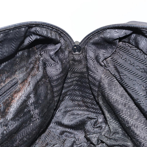 PRADA Hand Bag Nylon Black Silver Auth 146833