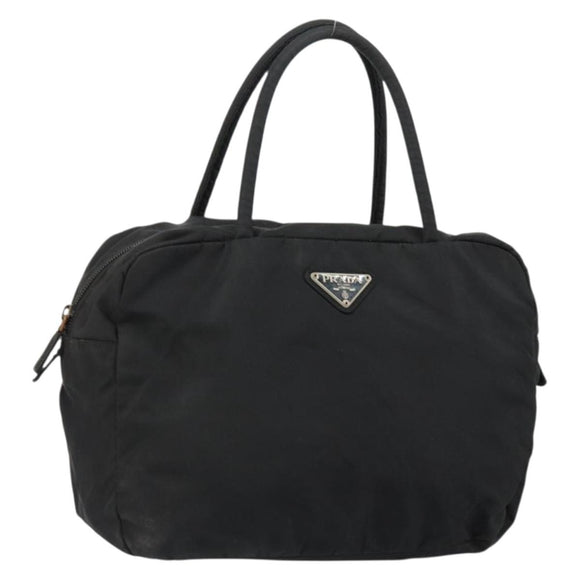 PRADA Hand Bag Nylon Black Silver Auth 146833