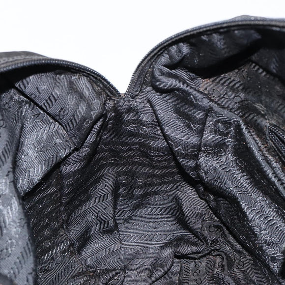 PRADA Hand Bag Nylon Black Silver Auth 146833