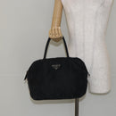 PRADA Hand Bag Nylon Black Silver Auth 146833-23