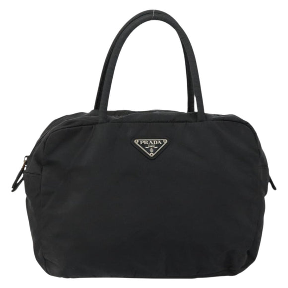 PRADA Hand Bag Nylon Black Silver Auth 146833