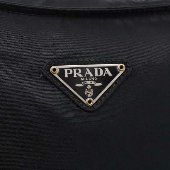 PRADA Shoulder Bag Nylon Black Silver Auth 146835