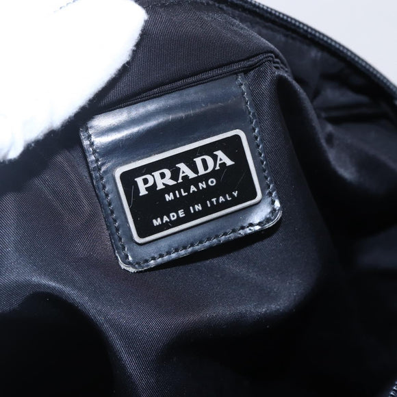 PRADA Shoulder Bag Nylon Black Silver Auth 146835