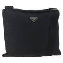 PRADA Shoulder Bag Nylon Black Silver Auth 146835-1